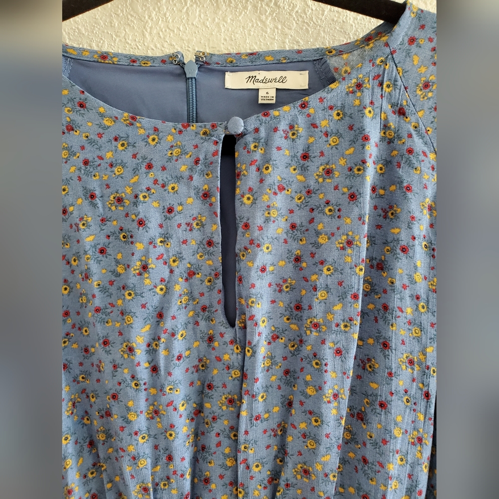 Madewell Button Dress PANSY FLORAL blue viscose Caliso Floral Size 6 $128 - Picture 7 of 16